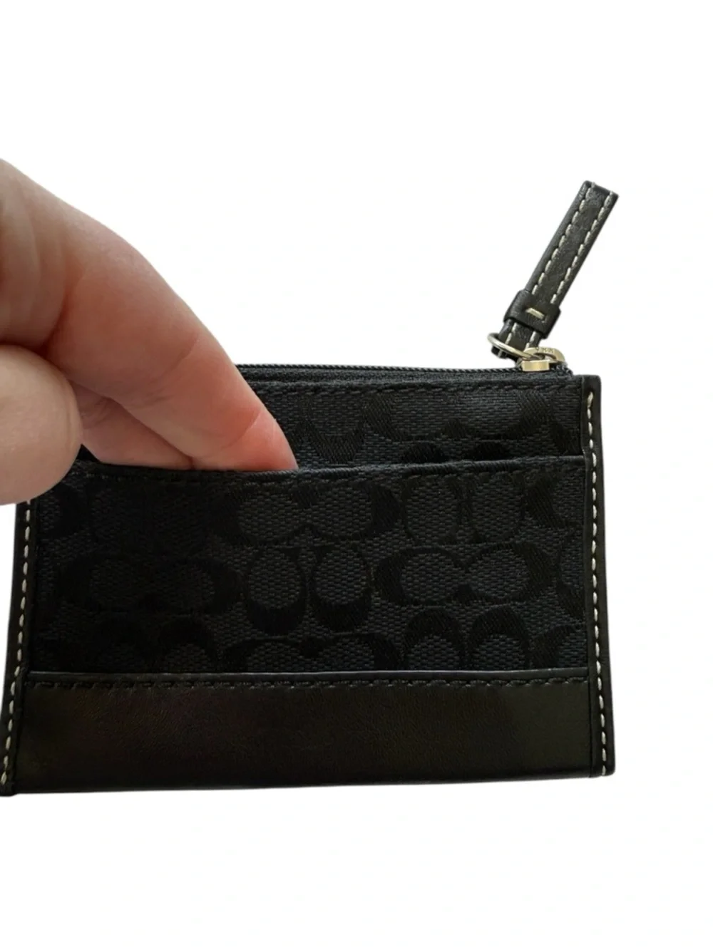 Coach Black Signature Jacquard ID case - Picture 2 of 5
